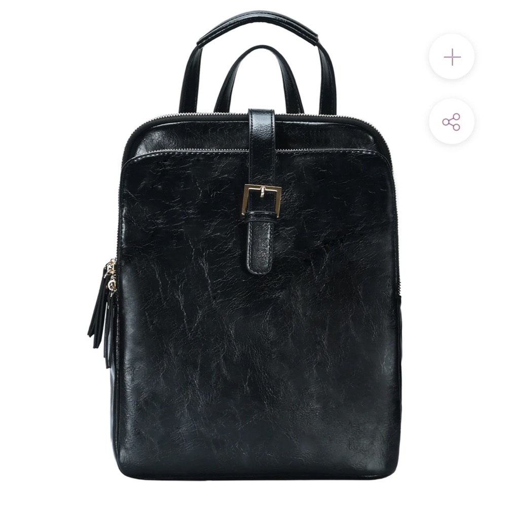 NWOT Antik Kraft Yara convertible backpack in crinkled black w/ gold hardware